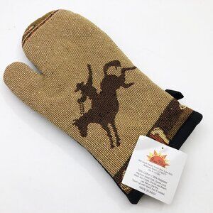 Cowboy on Bronco Design Oven Mitt Cotton Polyester Blend 6x12 inches Raa Kha
